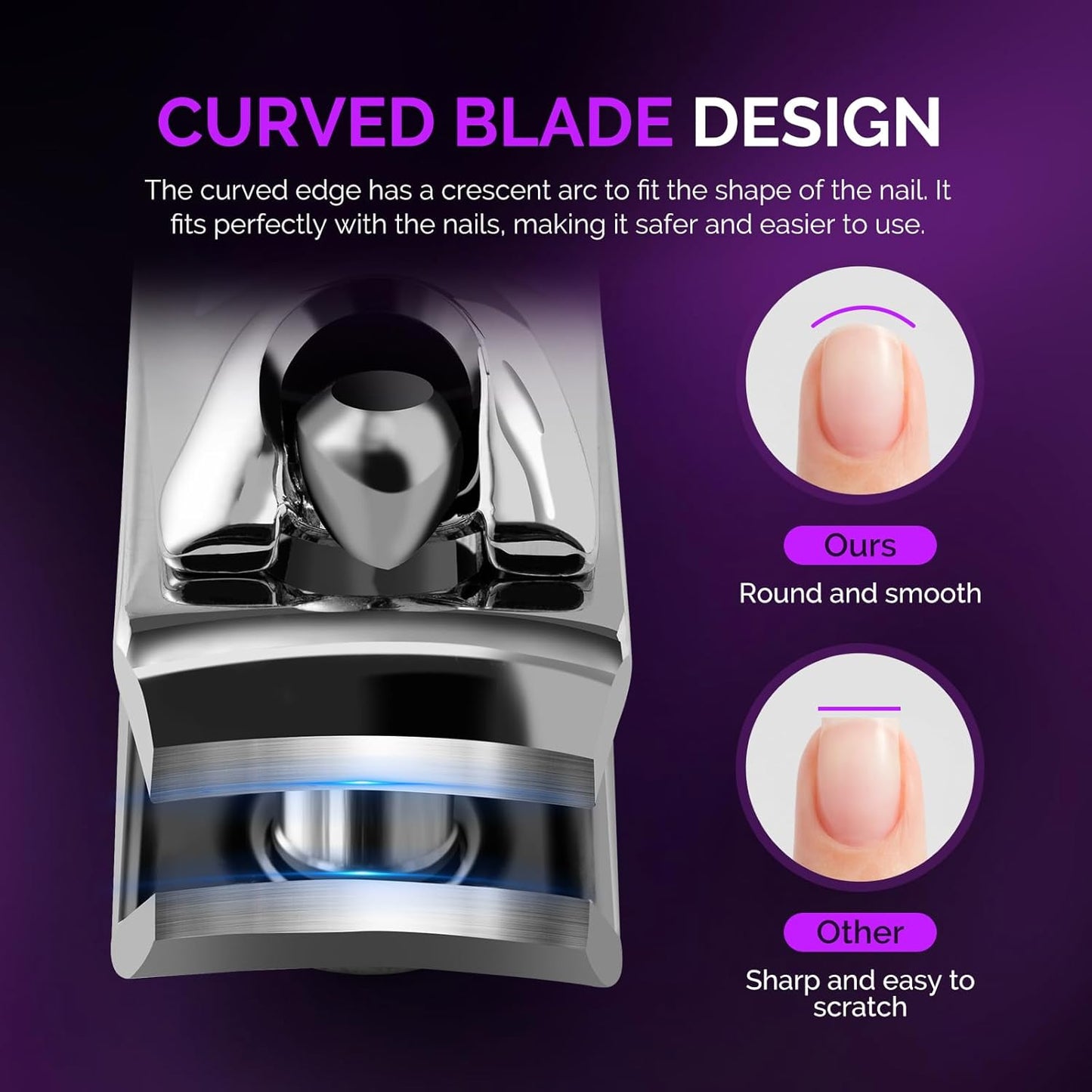 MelodySusie Nail Clippers Set, 2 in 1 Toenail Clippers Nail Clippers for Women, Ultra Sharp Stainless Steel Fingernail Nail Clippers for Men, Nail Cutter, Gifts for Women Men, Purple