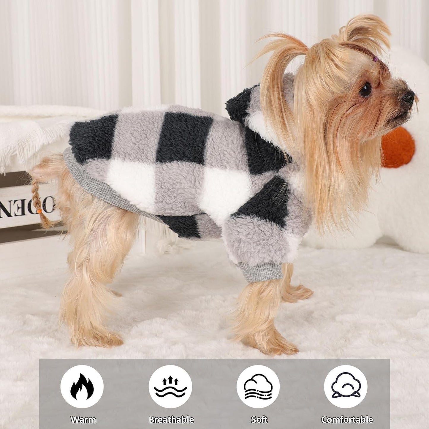 Small Dog Sweater for Dogs Hoodies, Winter Clothes Boy Girl Male Female, Warm XS Fleece Hoodies Pet Coat Apparel Outfit(XS, Black)