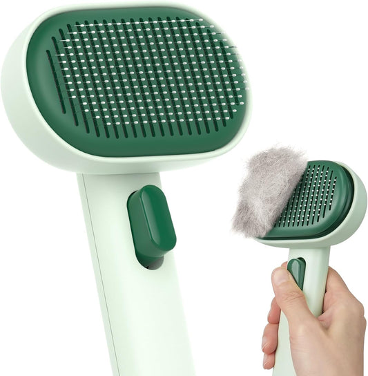 aumuca Cat Brush for Shedding, Cat Brushes for Indoor Cats, Horses Grooming Deshedding Brush for Dog Kitten Horse Massage Removes Loose Fur, Forest Green