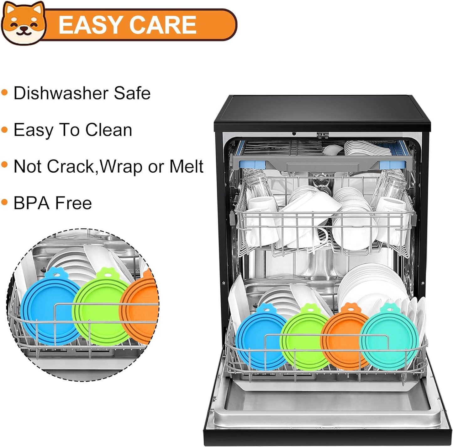 2 Pack Pet Food Cans Lids, Silicone Food Can Covers for Dog and Cat, BPA Free/Food Safe/Universal, One Fit Most Standard Size Food Can Top Yellow/Blue