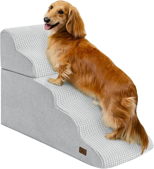 Dog Step for Bed, Dog Stair 5-Step 35D Pet Stair 22.8" H for High Bed or Sofa Non-Slip Balanced Pet Step Indoor, Light Grey