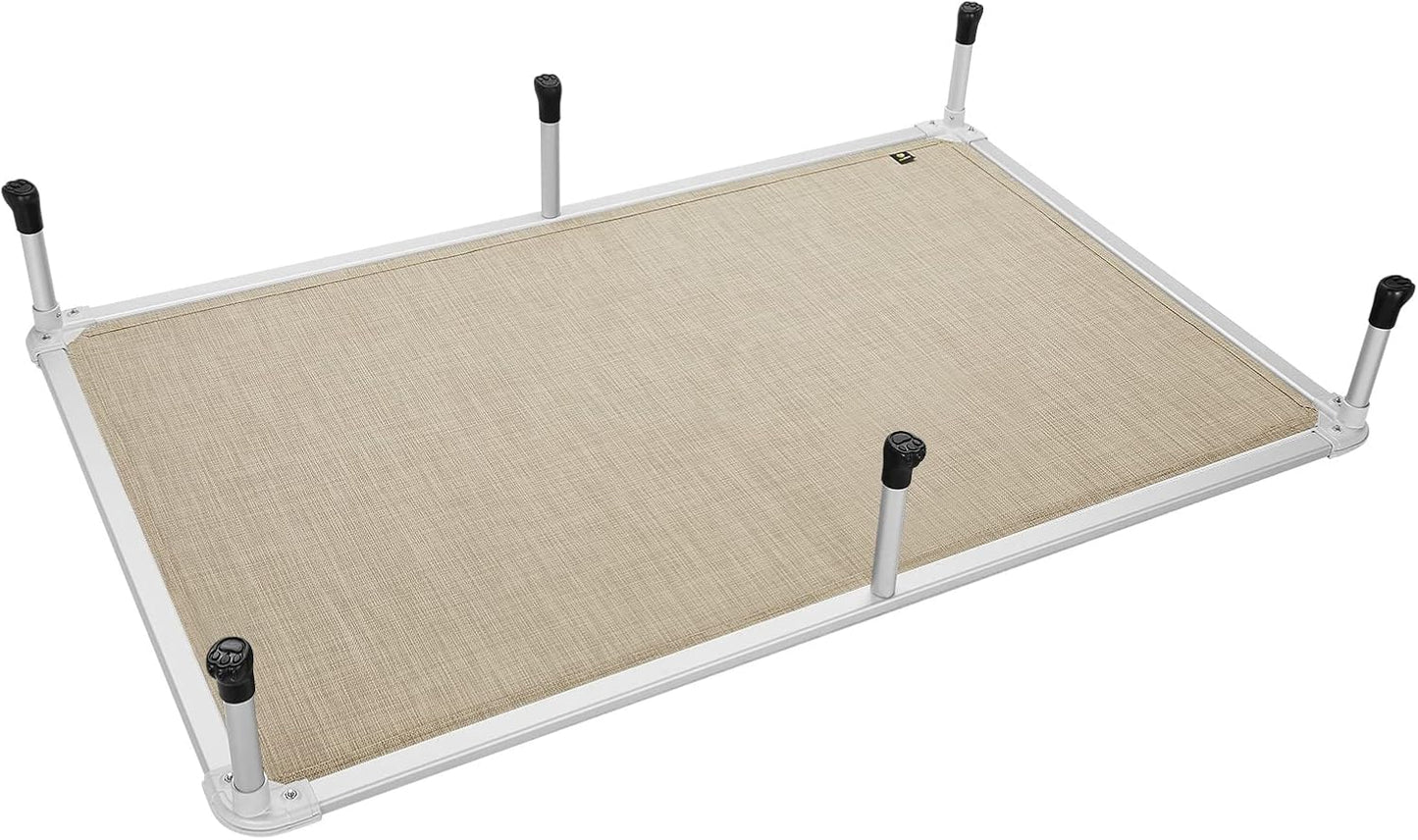 Veehoo Chew Proof Elevated Dog Bed - Cooling Raised Pet Cot - Silver Aluminum Frame and Durable Textilene Mesh Fabric, Unique Designed No-Slip Feet for Indoor or Outdoor Use, Beige Coffee, XX Large