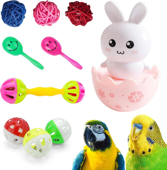 10 Pieces Bird Toys-Bird Toys for Parakeets, Suitable Budgies Cockatiels Lovebird Monk Parakeet Amazon Parrot Sun Conure