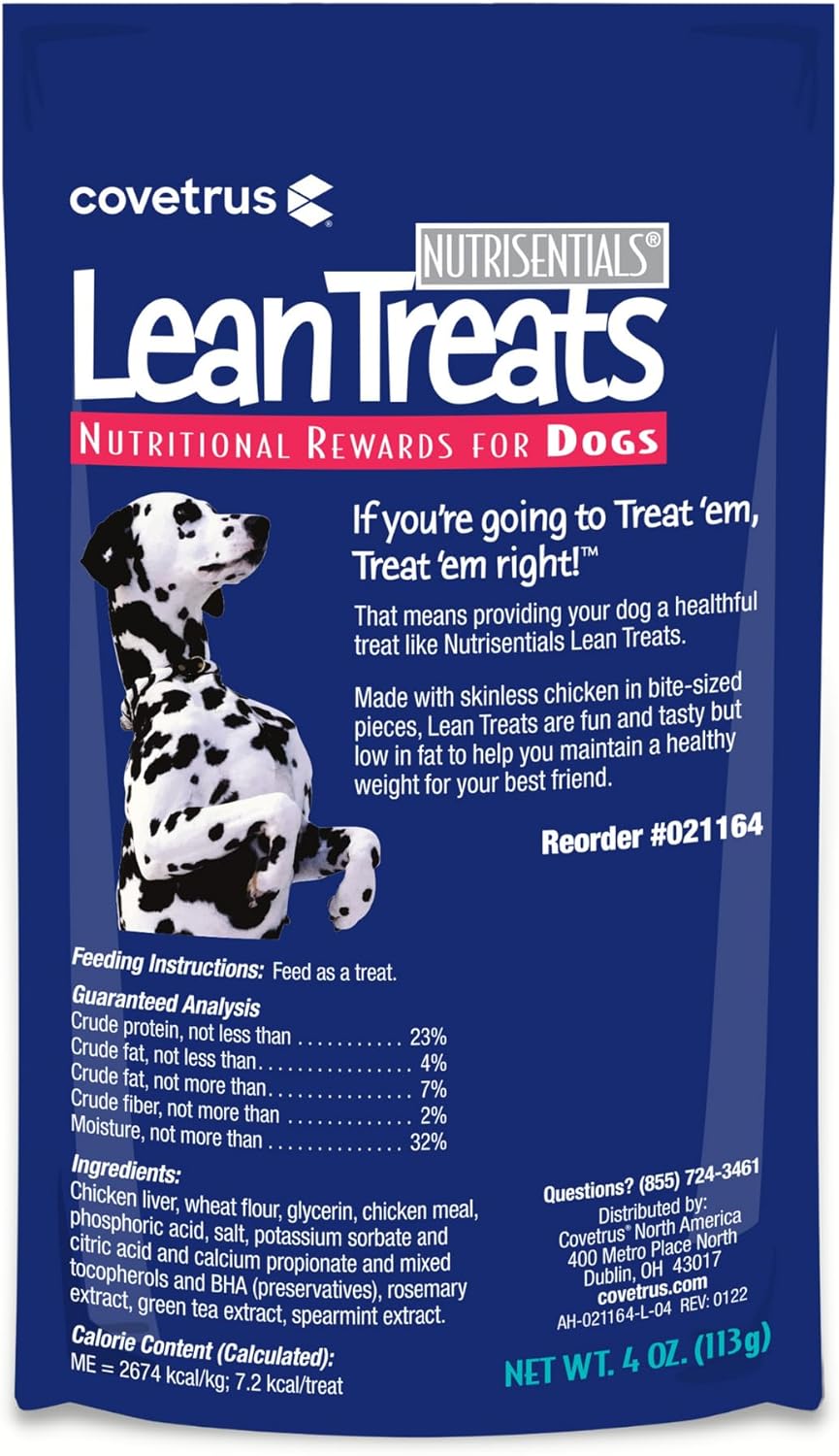 Covetrus Nutrisential Lean Treats for Dogs - Small, Medium & Large Dogs (K9) - Nutritional Low Fat, Bite-Size - Soft Chicken Flavor - 10 Pack - 4oz