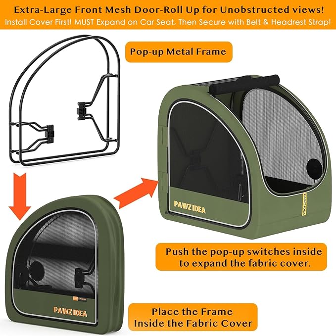 PAWZIDEA Dog Stroller for Large Dogs, Collapsible Pet Stroller with Detachable Carrier, Portable Dog Crate for Car Seat, Adjustable Handle, All-Terrain 9” Wheels, Ideal for Travel & Outdoor Adventures