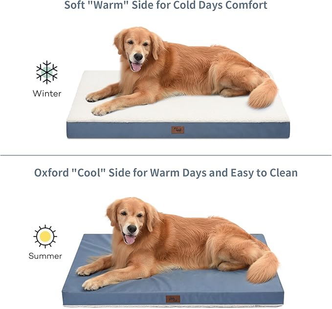 Medium Dog Bed for Medium/Small Dogs, Orthopedic Dog Beds with Removable Washable Waterproof Cover, Egg Crate Foam Pet Bed Mat, Blue White