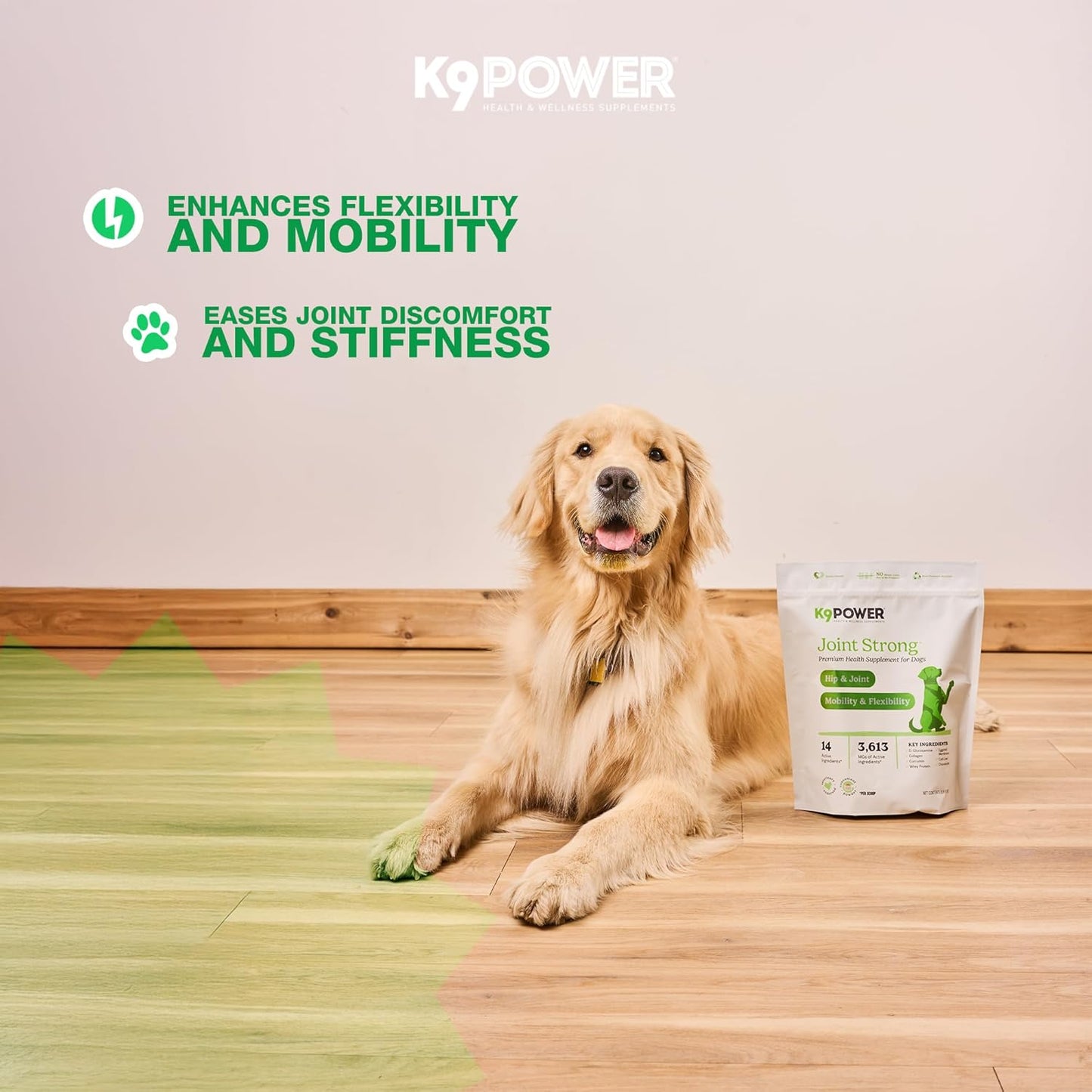 K9 Power Joint Strong Supplement 1 lb - Dog Joint Health & Mobility Support with Glucosamine, Curcumin, Chondroitin, Hip & Joint Pain Relief - Pack of 2