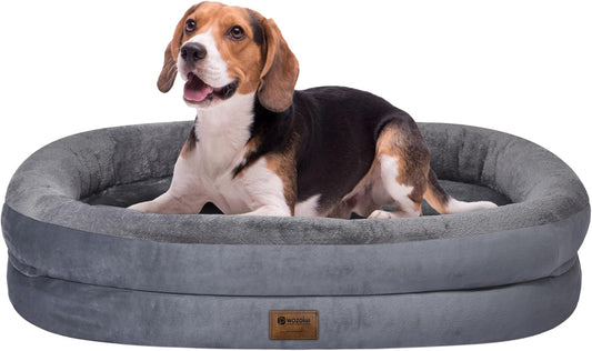 Orthopedic Waterproof Large Dog Bed: Memory Foam Washable Dog Bed with Bolsters - Removable Orthopedic Cover for Medium L XL Large Sized Pet - Non-Slip