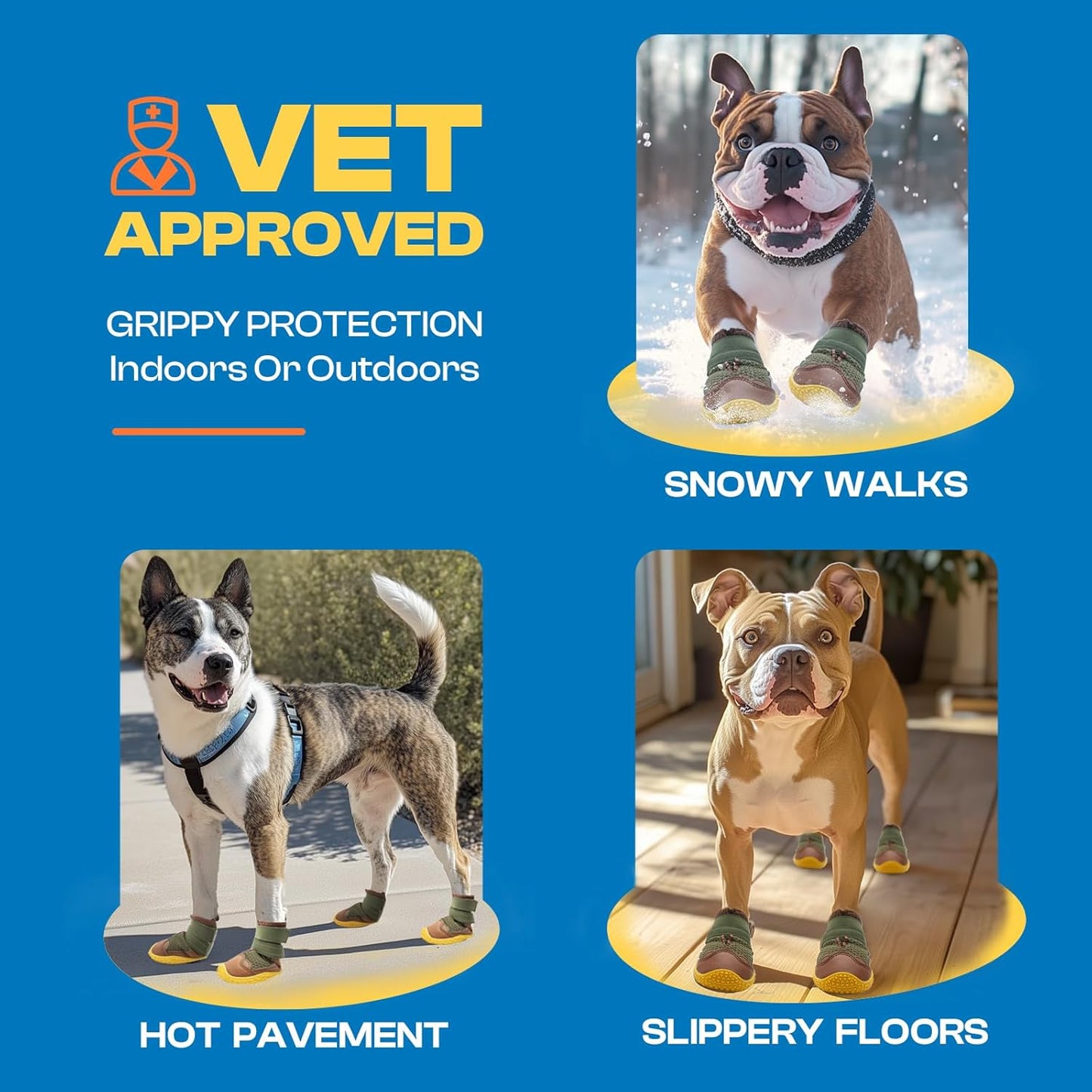 Dog Shoes for Large Dogs, Medium Dog Boots & Paw Protectors for Hardwood Floors, Outdoor Dog Booties for Hot Pavement Winter Snow Hiking, Breathable Dog Shoes with Reflective Strips Size 6