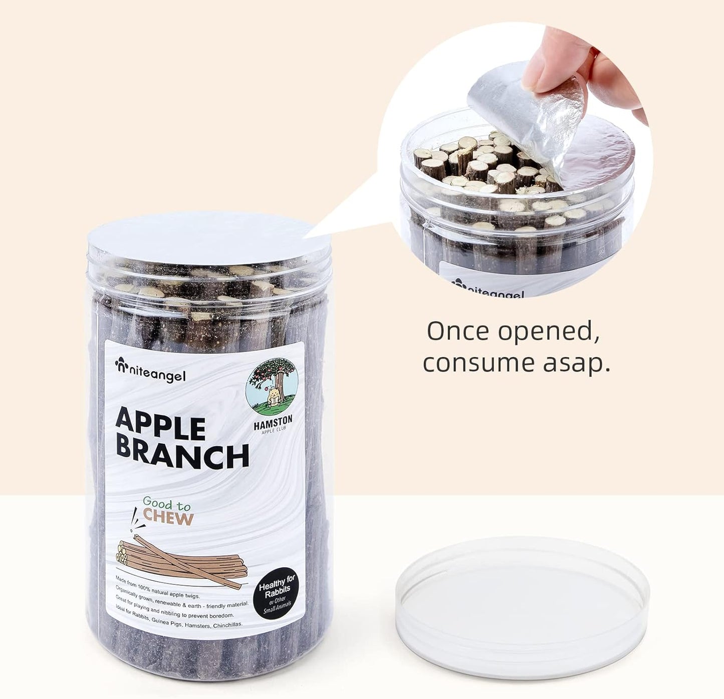 Niteangel Apple Sticks Natural Chew Toys for Rabbits, Chinchilla, Guinea Pigs, Hamsters and Other Small Animals (Apple Twig)