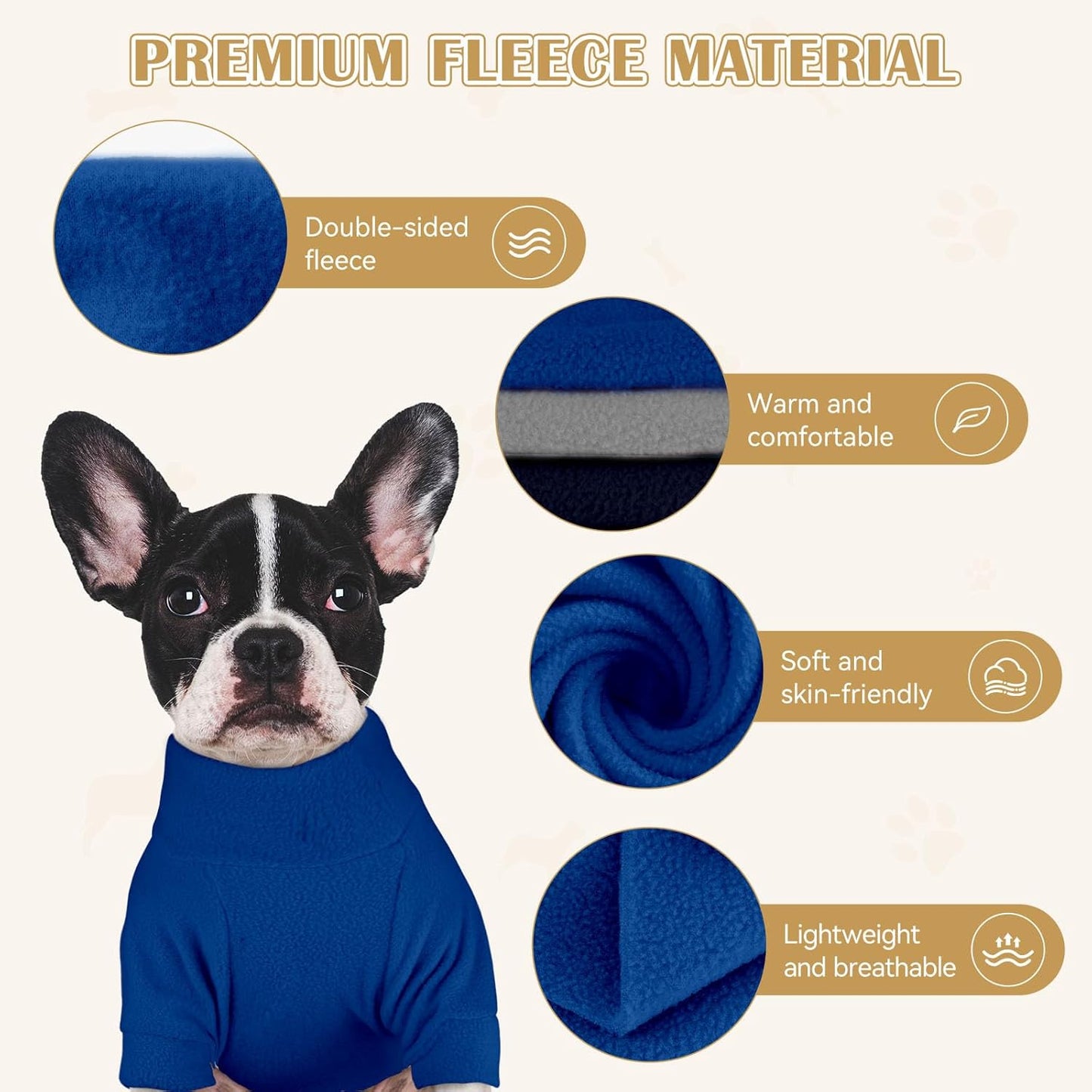 3 Pack Dog Sweaters for Medium Dogs, Fleece Dog Sweater Turtleneck Soft Warm Pet Sweatshirt Clothes Medium Sized Boy Girl Pet(Gray+Royal Blue+Navy,M)