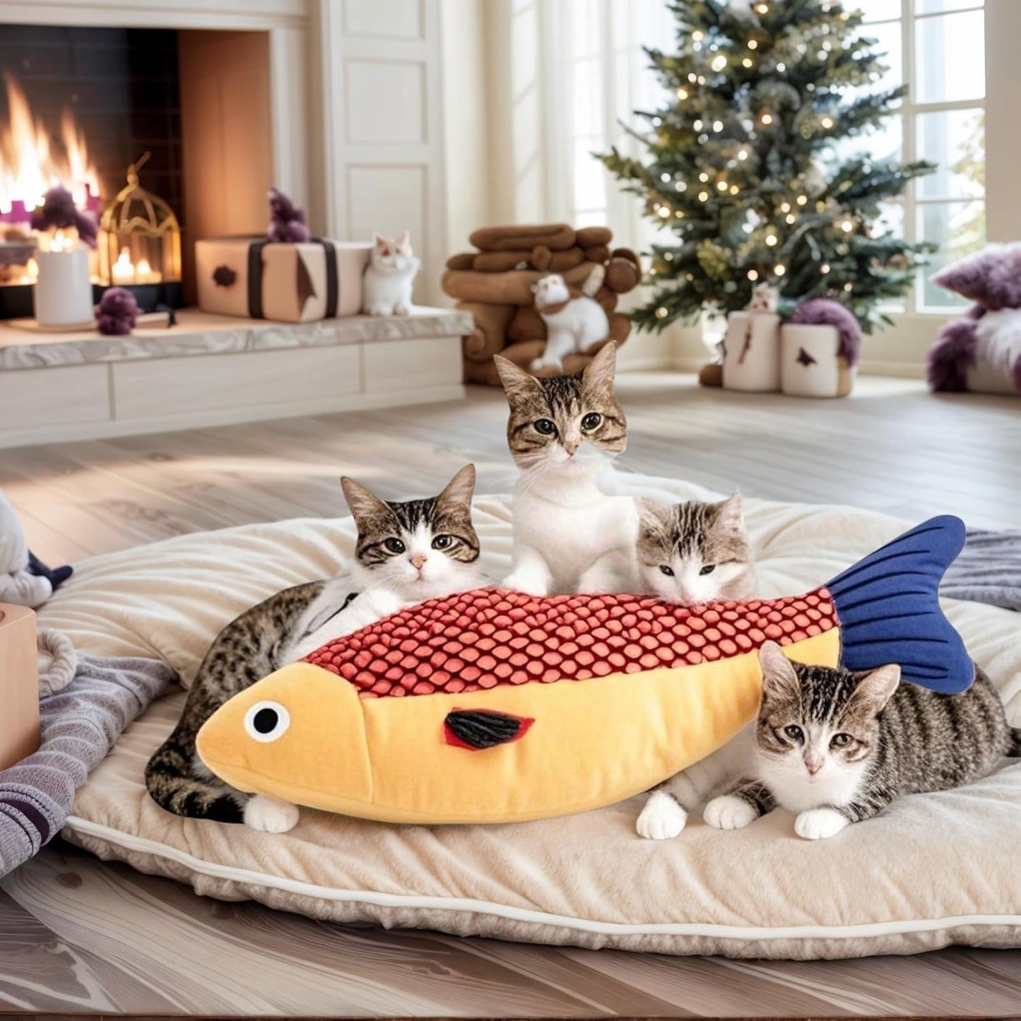 Cat Toys for Bored Indoor Adult Cats - Catnip Toys for Mental Stimulation, Interactive & Durable Kicker Toys for Solo Play, Best for Lazy or Senior Cats(Green