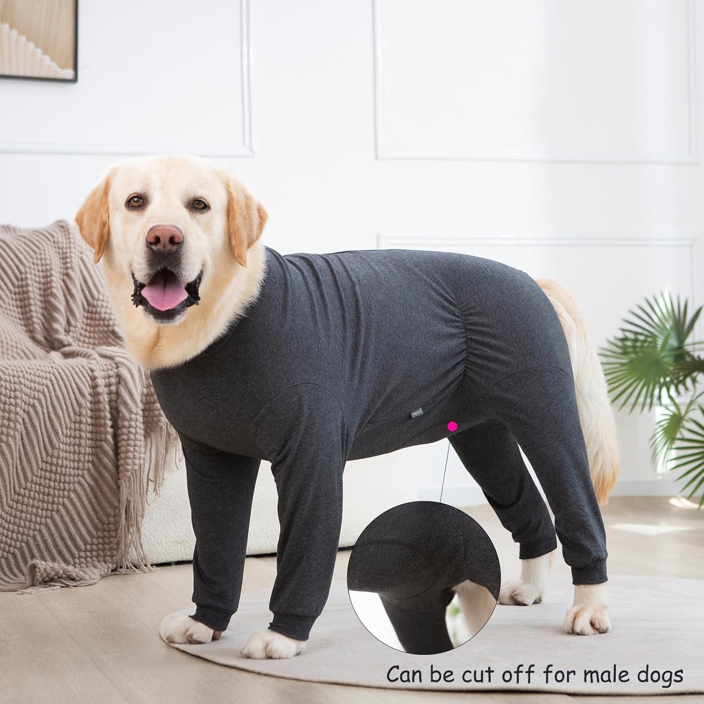 Yeapeeto Dog Onesie Surgery Recovery Suit for Large Medium Bodysuit Dogs Pajamas PJS Full Body for Shedding, Prevent Licking, Wound Protection, Cone Alternative(5XL,Dark Grey)