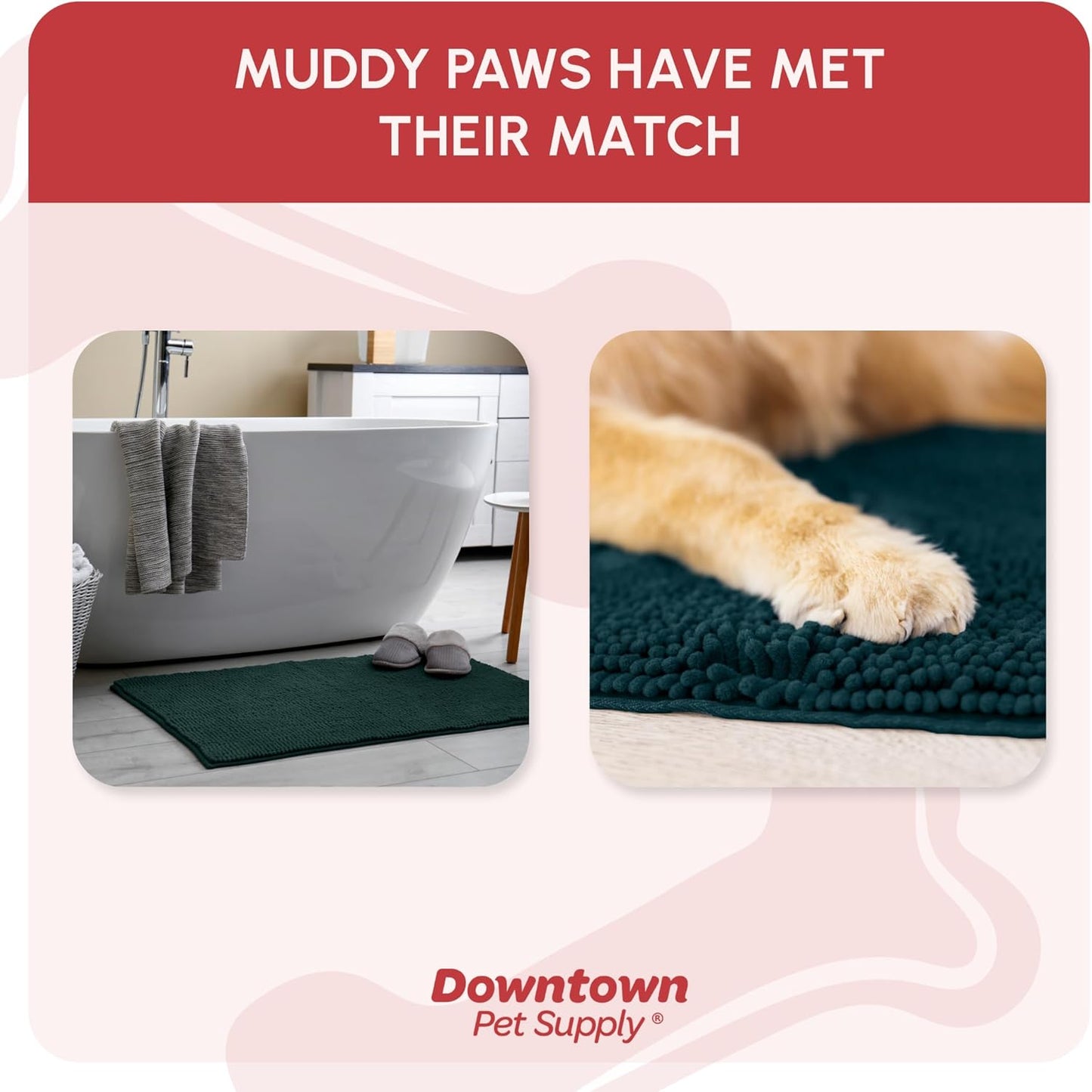 My Doggy Place Microfiber Dog Mat for Muddy Paws, 60" x 36" Teal - Non-Slip, Absorbent and Quick-Drying Dog Paw Cleaning Mat, Washer and Dryer Safe - X-Large/Runner