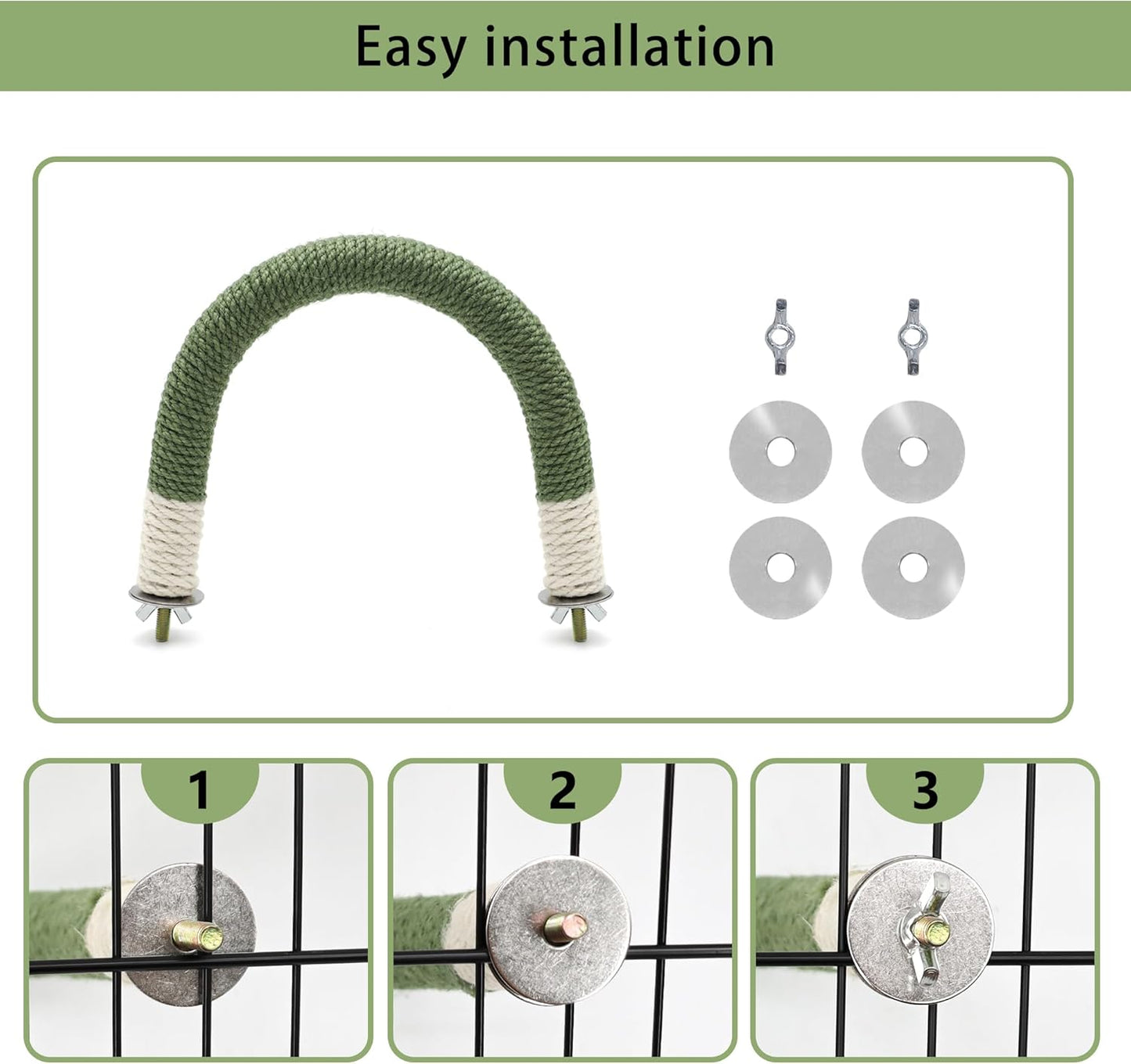 Bird Stand Perch U Shape Hemp Rope Green Wood Parrot Perches for Small Birds,Parakeets Macaw Cockatiels Conures Love Birds Finches,Bird Training Educational Stand Toys (Small,1 Pack)