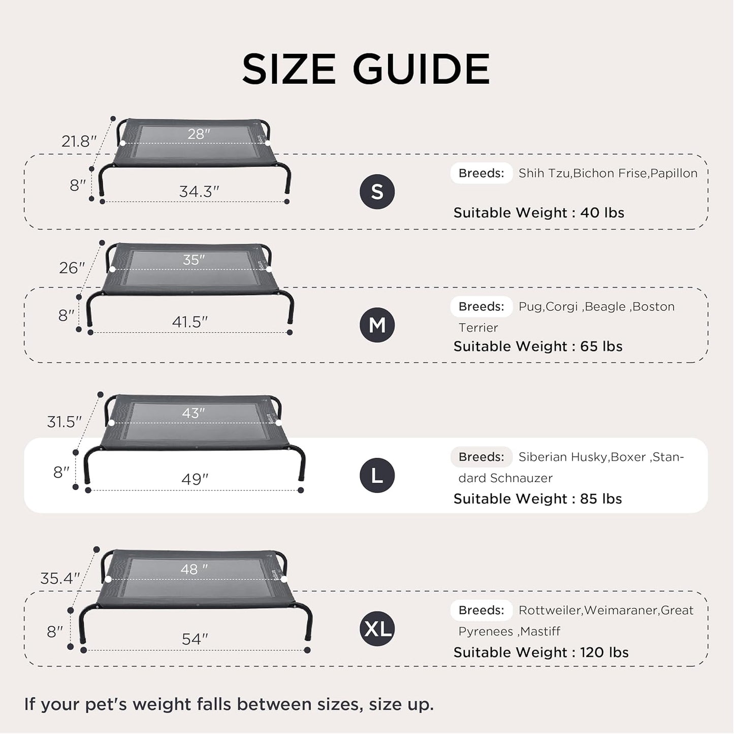 Bedsure Outdoor Elevated Dog Bed Large Sized Dog, Portable Indoor & Outdoor Cooling Raised Cot Pet Hammock Bed with Skid-Resistant Feet, Frame with Breathable Mesh, Green, 49 inches