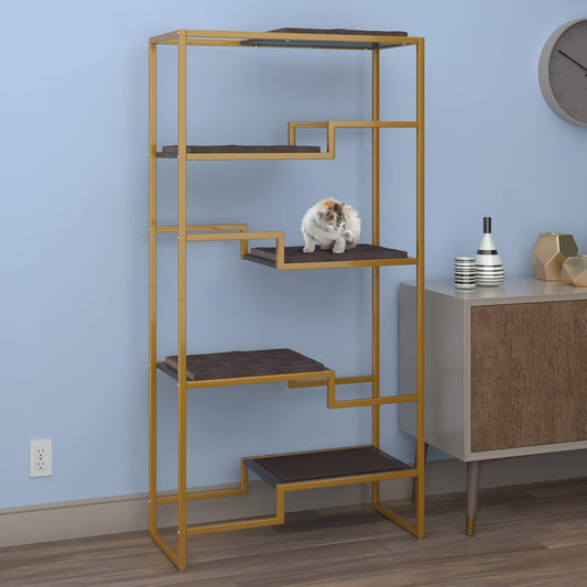 THE REFINED FELINE Metropolitan Cat Condo, Modern Furniture for Multiple Cats, Stepped Platforms for Cats and Kittens