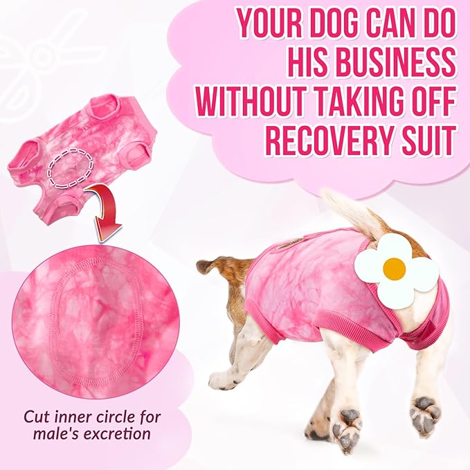 Lukovee Recovery Suit for Dogs, Onesie Surgery Recovery Suit for Female Male Dogs, Abdominal Wounds Cone E-Collar Alternative Prevent Licking Spay Recovery Suit (Pink,Large)