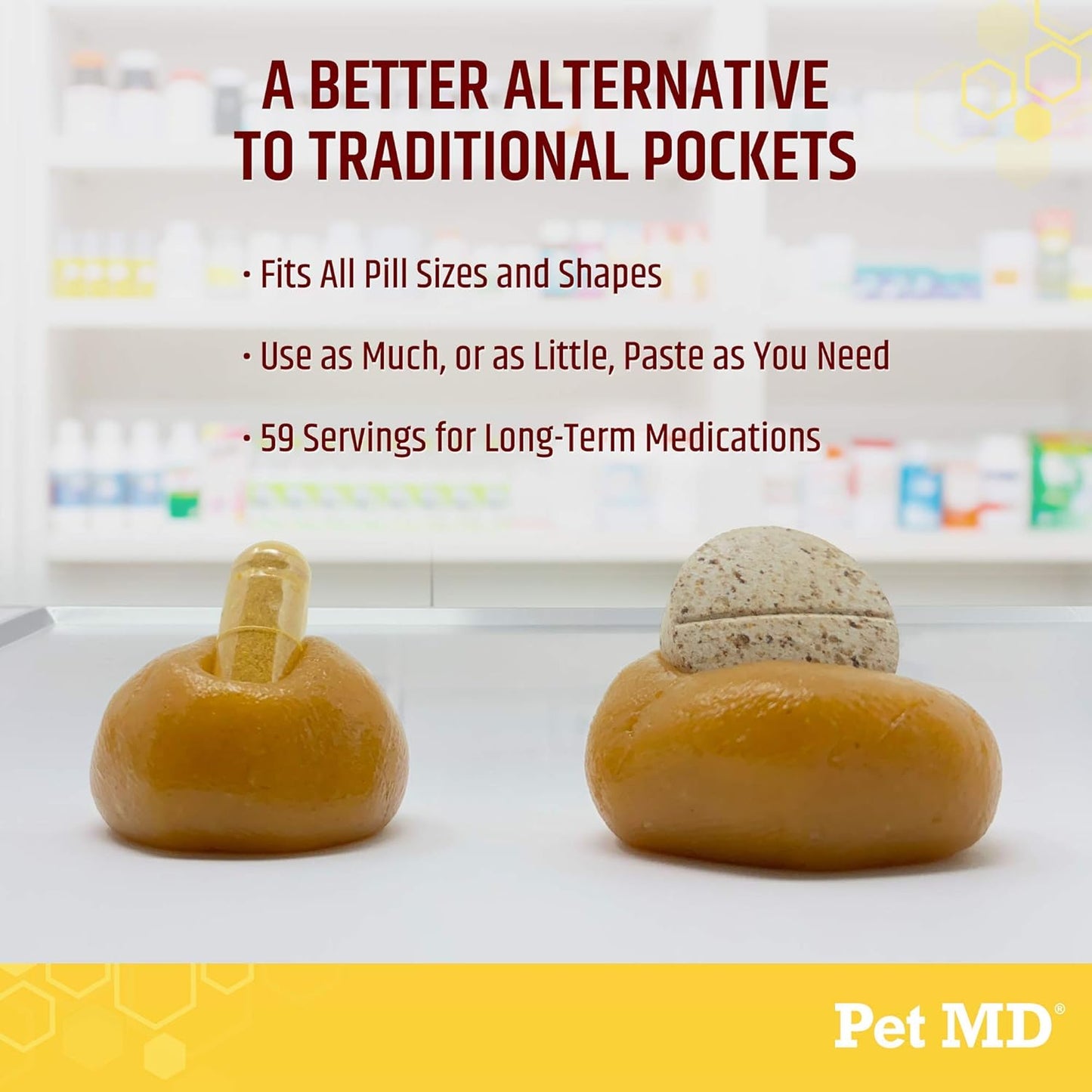 Pet MD Wrap A Pill Cheese & Bacon Flavor Pill Paste for Dogs - Make a Pocket or Pouch to Hide Pills & Medication - 8 oz