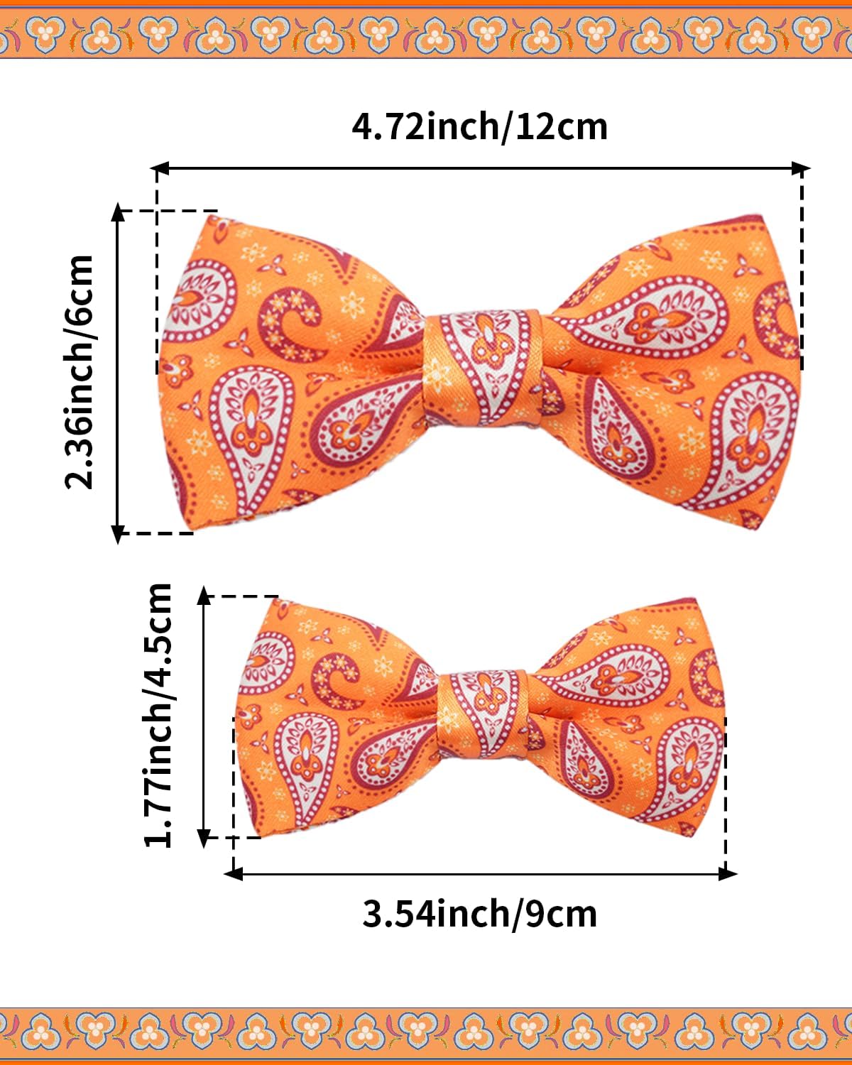 PET SHOW 10 Pack Paisley Small Dog Bow Ties Sliding Collar Attachments Puppy Cats Floral Bowties for Medium Dogs Classy Bowknots Party Holiday Pet Grooming Accessories(Small)