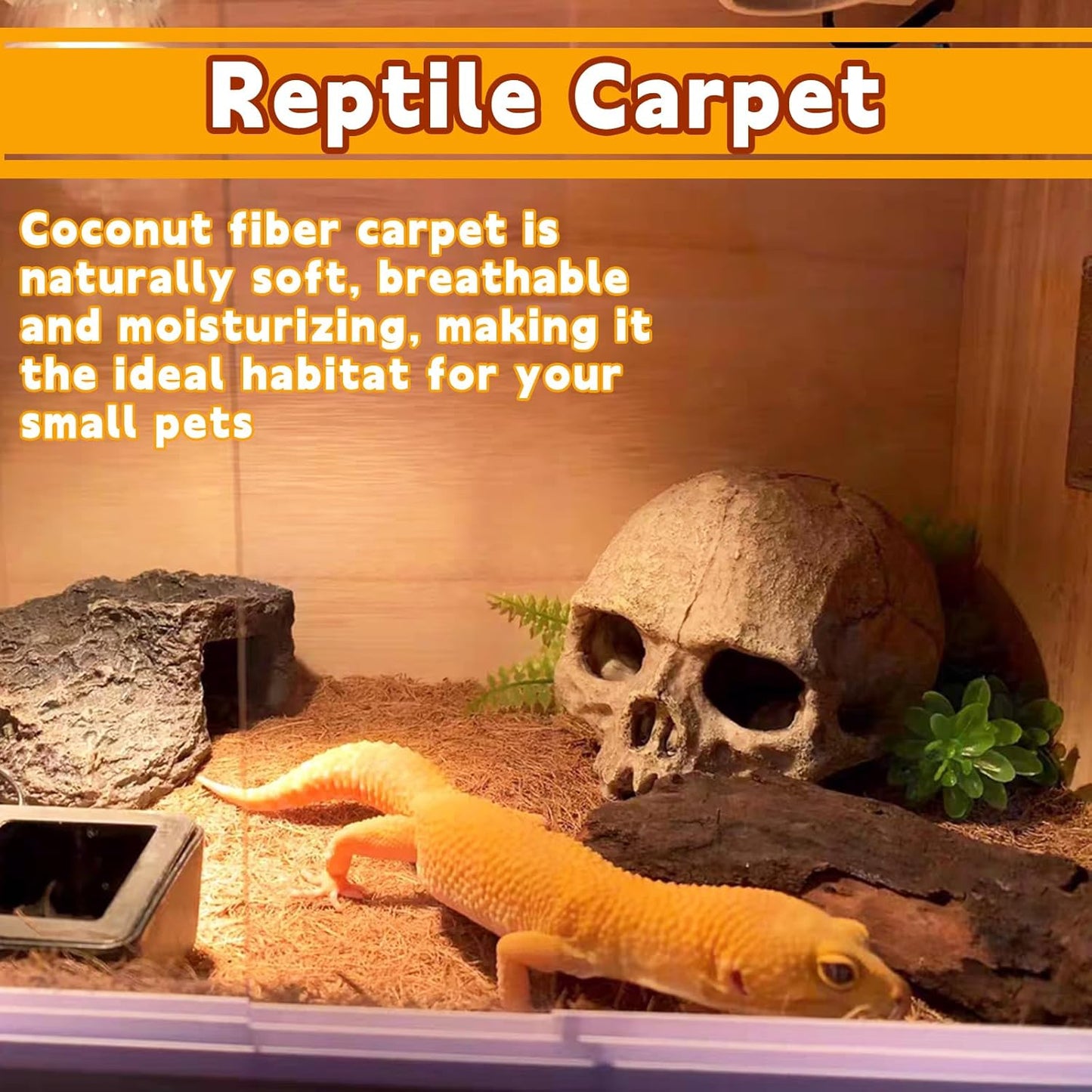 Hamiledyi 118x15.7in Reptile Carpet Coconut Fiber Substrate Large Coco Liner Roll Lizard Cage Mat Natural Coco Fiber Bedding for Bearded Dragon Turtles Iguana Tortoise Pad Garden Decoration