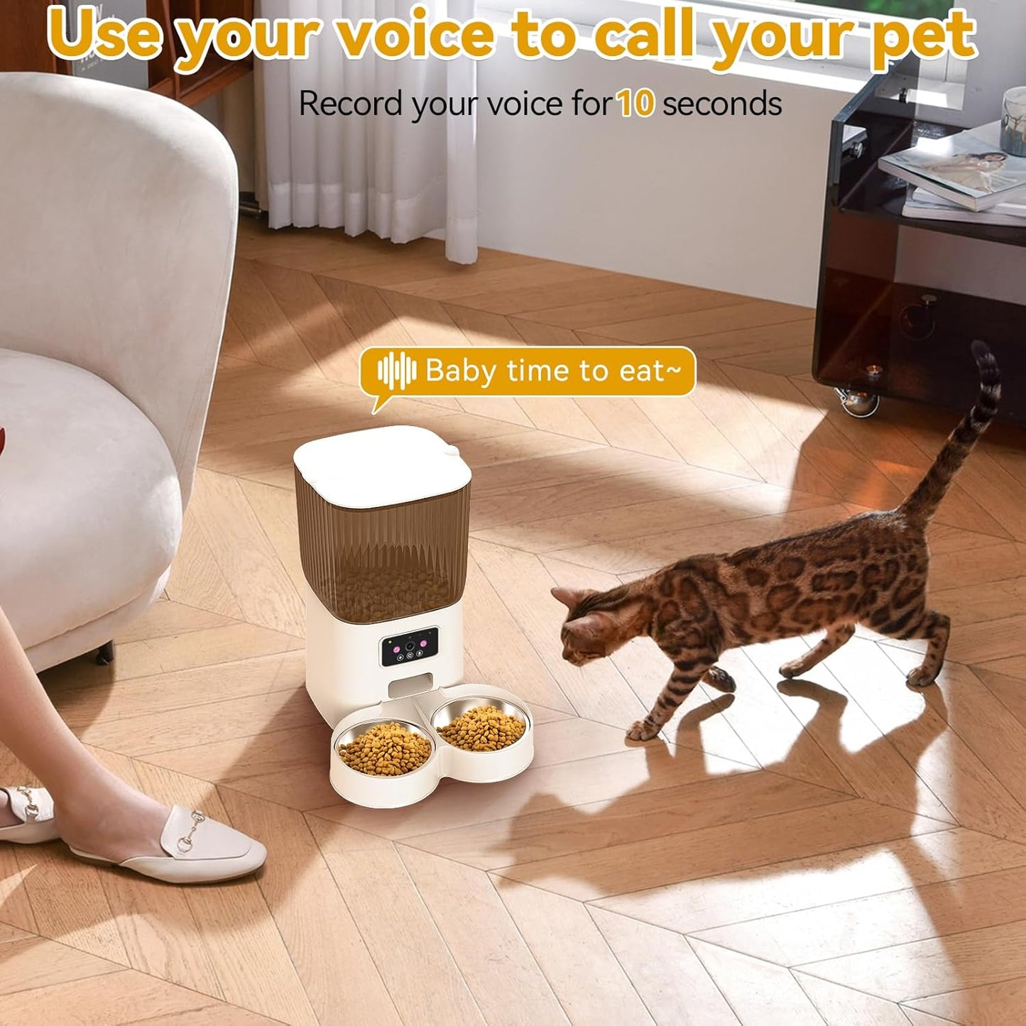 Smart Automatic Cat Feeders, Cat Feeder with Camera for Two Cats,1080P HD Video with Night Vision 2.4G WiFi Auto Pet Feeder with 2-Way Audio,5L Pet Food Storage Container,Detachable for Easy Clean