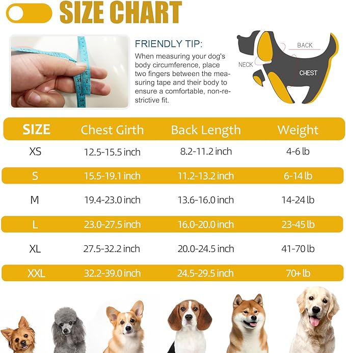 Recovery Suit for Dogs After Surgery, Professional Dog Surgical Suit for Female Spay, Male Neuter, E-Collar & Cone Alternative Dog Onesie for Abdominal Wounds Skin Disease, Yellow, XL