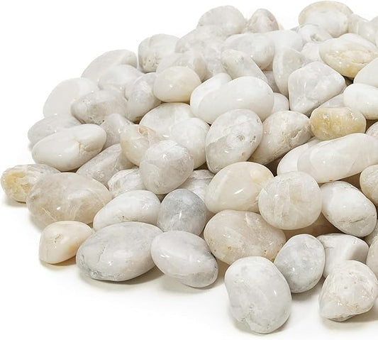Mr. Fireglass 10lb White River Rocks, 3/8 inch Natural Decorative Polished Pebbles Aquarium Gravel Stones for Landscaping, Indoor Plants, Vase, Succulent, Fish Tank