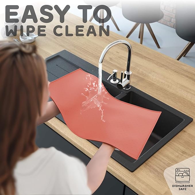 Dog Food Mat - 28x18 Raised Edges Dogs Mat for Food and Water Prevent Spill, Waterproof Cat Food Mats Protect Floors, Easy Clean Dog Bowl Mats for Food and Water, Silicone Pet Feeding Placemats