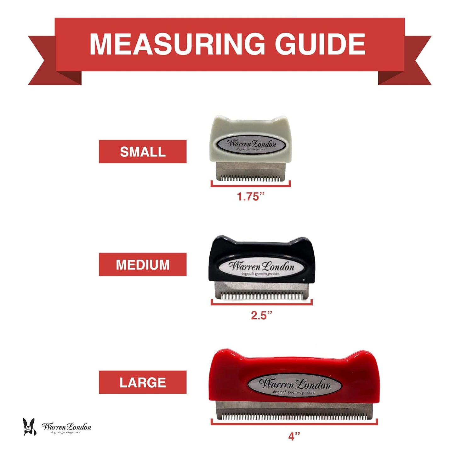 Warren London Deshedding Brush for Medium Dogs, Short Hair | 2.5″ Stainless Edge | Reduces Shedding Fast | Vet-Trusted Undercoat Tool With Comfort Grip