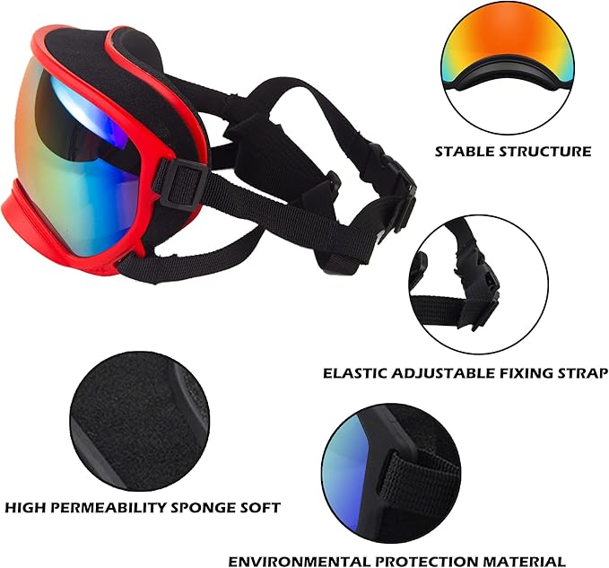 Large Dog Sunglasses, Dog Goggles with Adjustable Strap UV Protection Winproof Dog Puppy Sunglasses, Suitable for Medium-Large Dog Pet Glasses, Dogs Eyes Protection
