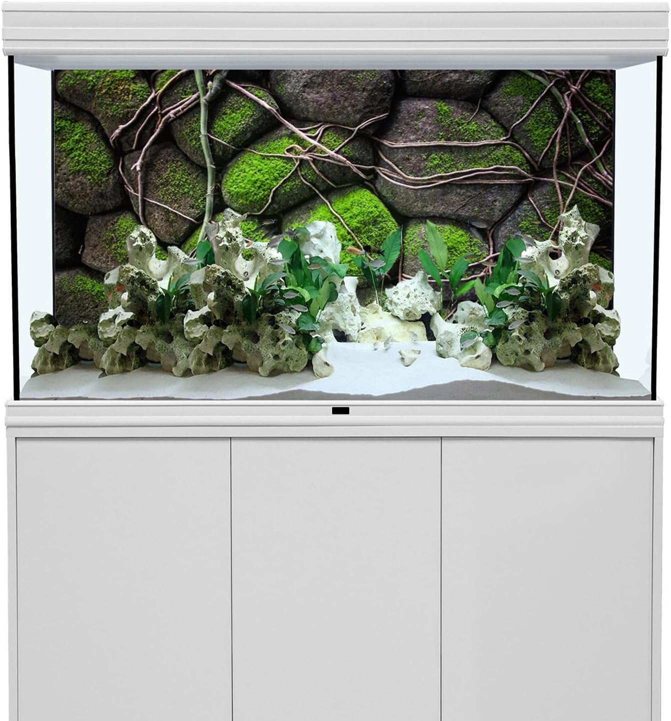 AWERT 48x24 inches Stone Aquarium Background Rock Fish Tank Background Rocky Terrarium Background Vinyl