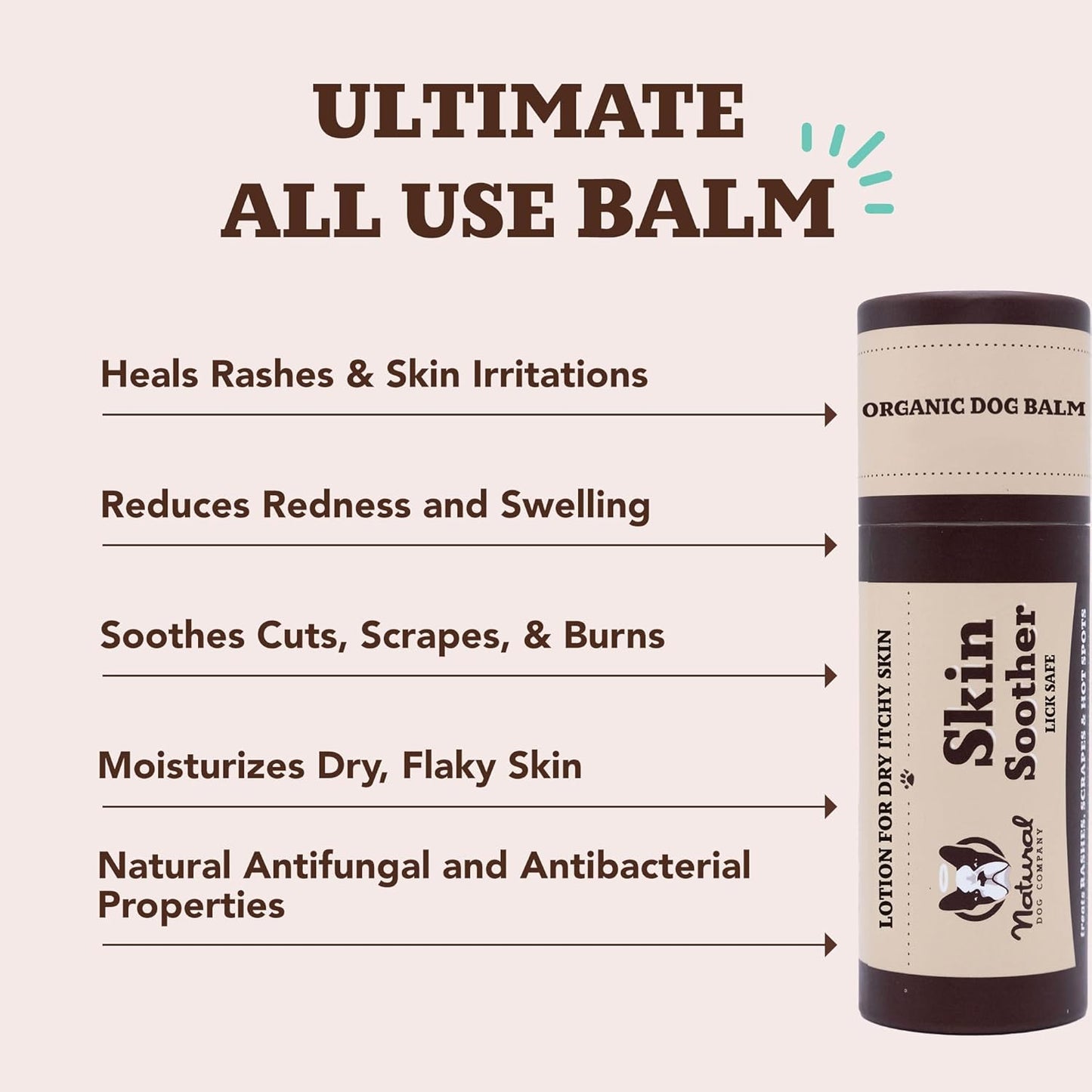 Natural Dog Company Skin Soother Balm for Skin Irritation, Allergy & Itch Relief for Dogs, Hot Spot Treatment, Dog Moisturizer for Dry Skin, Healing Ointment with Coconut Oil & Vitamin E (2 oz Stick)