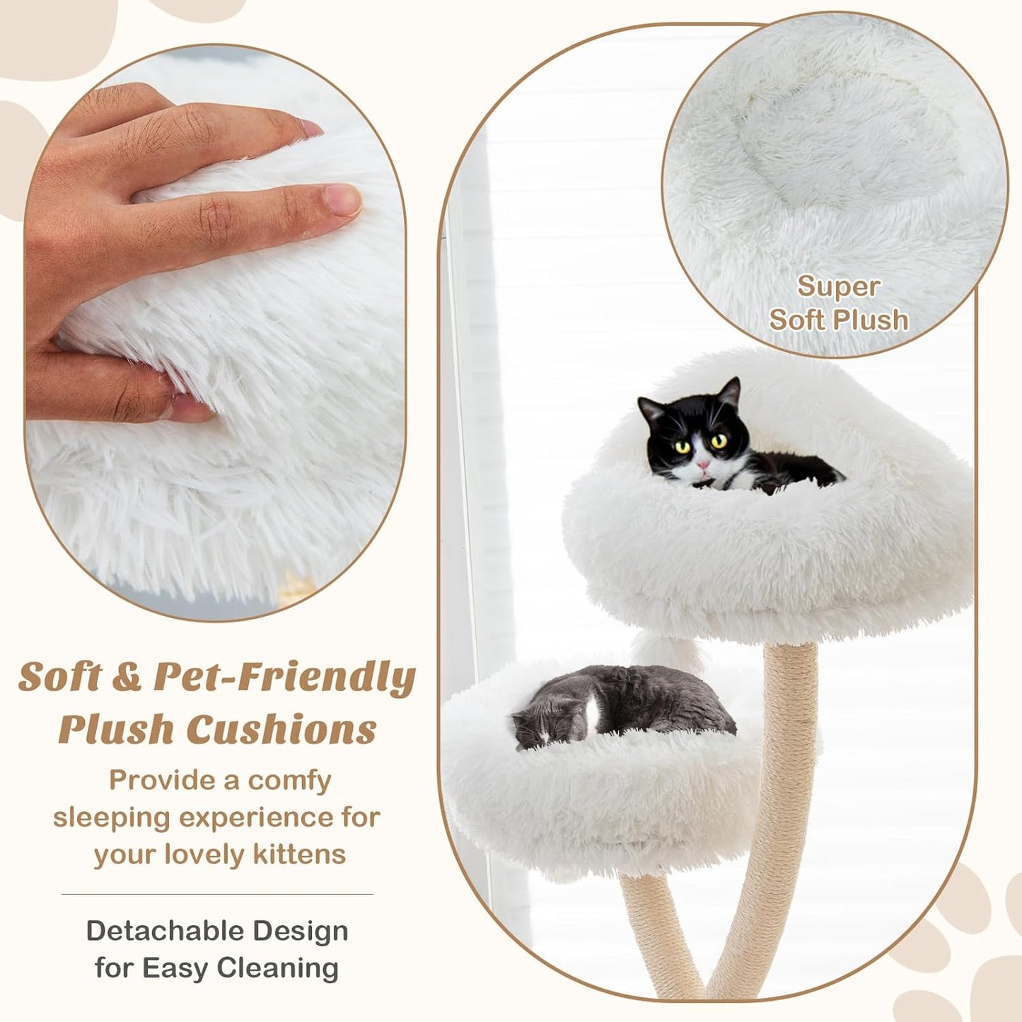 PETSITE 70" Tall Cat Tree, Cat Tower with Scratching Posts and Board, Multi-Level Cat Tower for Large Cats 20 lbs+ with 3 Cozy Perches and Dangling Balls, Modern Cat Tree for Indoor Cats Large Adult