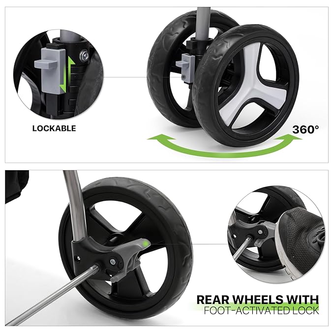 Magshion Foldable Pet Stroller, 3-in-1 Dog Travel Jogger with Detachable Carrier, Cup Holder, Storage Basket, Folding Carrier for Small/Medium Dogs & Cats Up to 33 lbs, Black