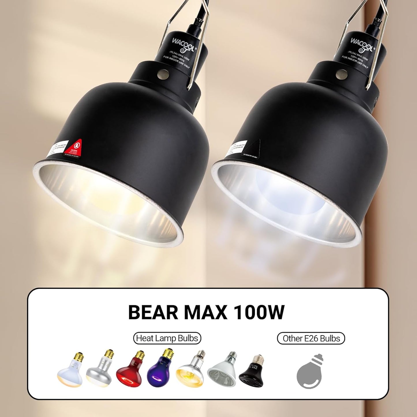 Reptile Light Fixture 2 Pack, 5.5 in Deep Dome Reptile Heat Lamp Fixture, Optical Reflection Terrarium Light Fixture for Reptile UVB UVA Heat Basking Bulbs