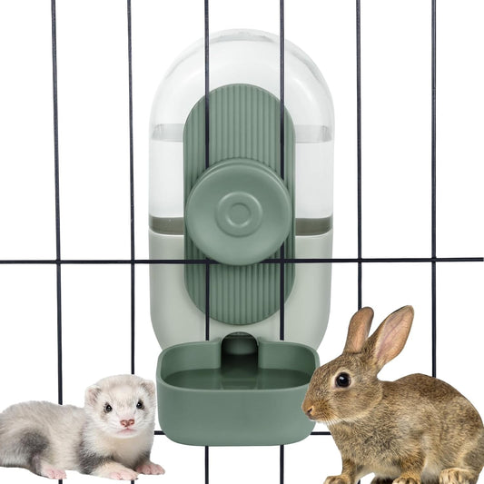 28oz Hanging Automatic Water Dispenser，Rabbit Water Bottle,Bunny Guinea Pig Ferret Water Bowl for Cage,Suitable for Small Animal Puppies(Cage Grid Spacing Over 1.2'') (Green)