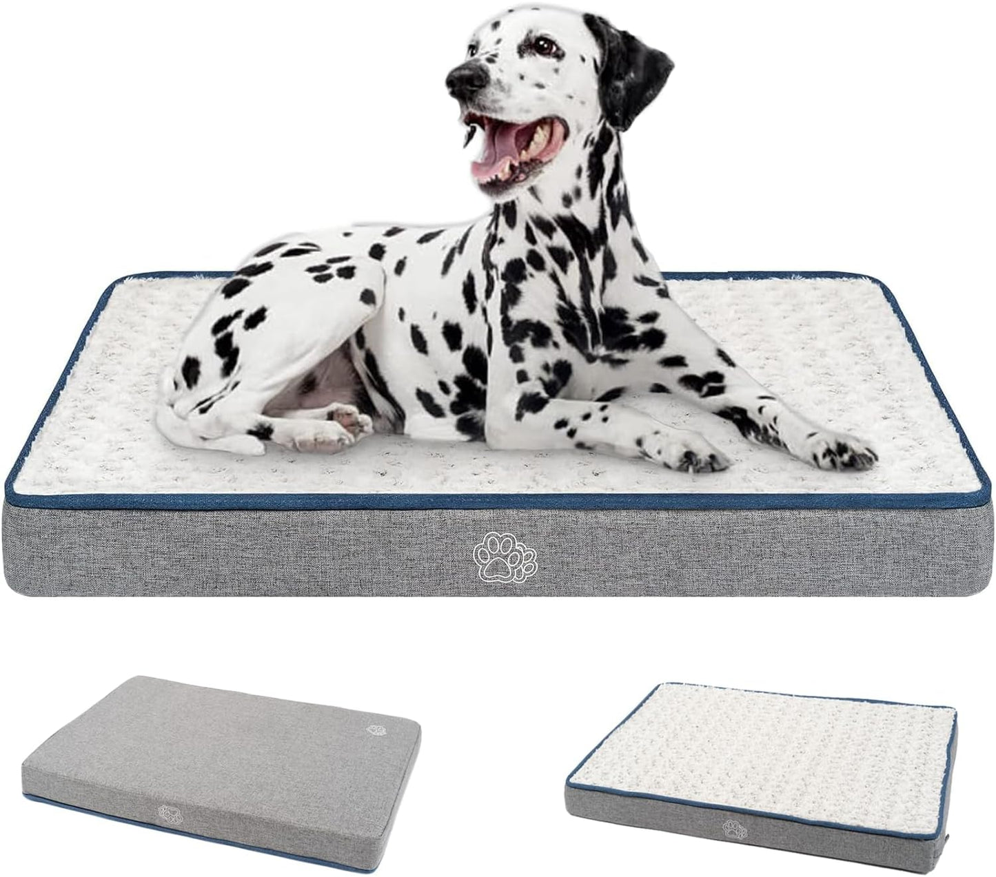 EMPSIGN Reversible Cool and Warm Dog Bed for Crate Pad, Pet Beds with Washable and Removable Cover, Dogs Crate Beds Sleeping Mats, Beds for Dog Crate for Large Medium Small Dogs, Grey