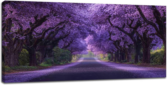 Large Purple Flower Wall Art Nature Landscape Canvas Living Room Floral Aesthetics Pictures Framed Prints Oversize Wall Decor Painting Artwork for Bedroom Dining Office Home 60"x30"