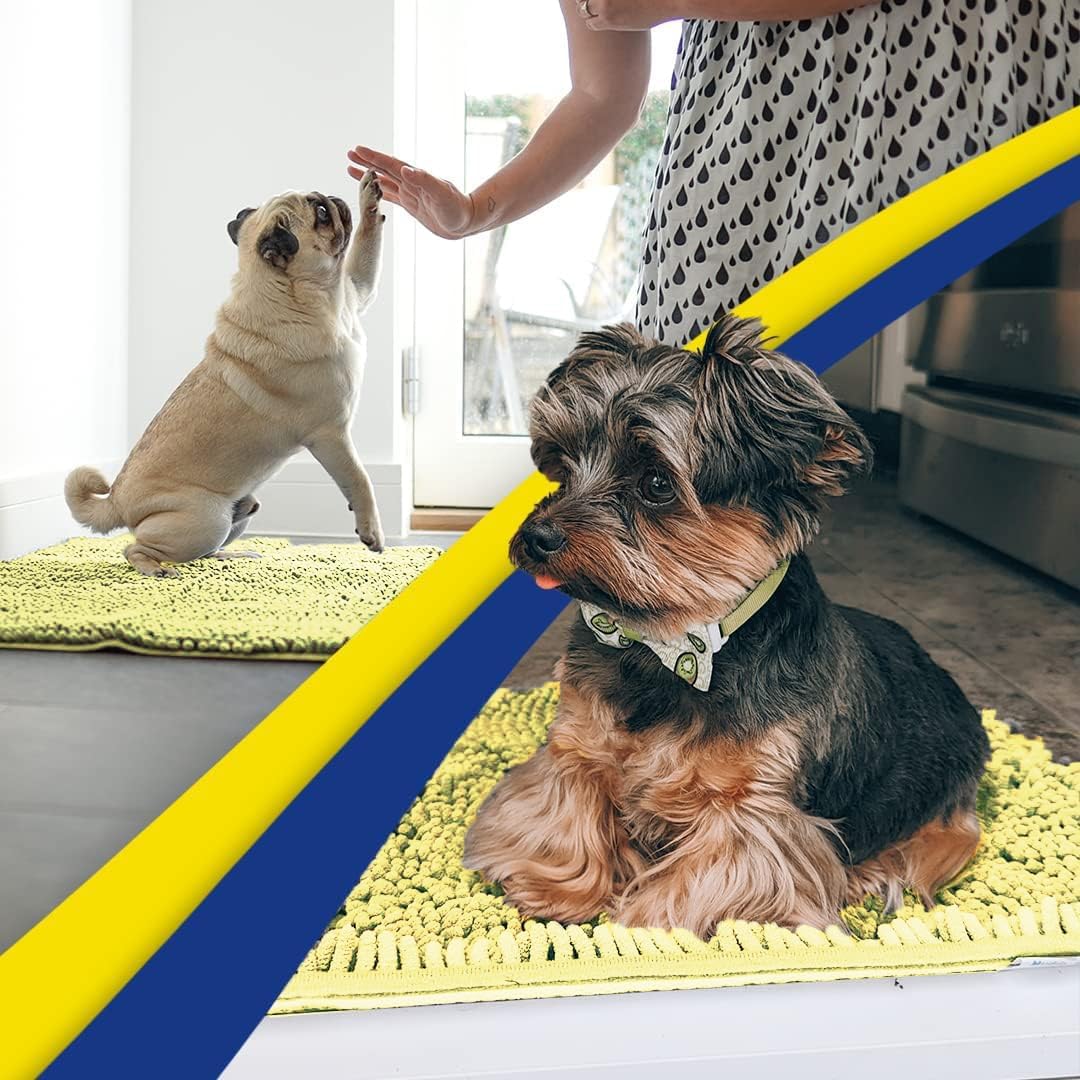 Muddy Mat® Original Dog Door Mat for Muddy Paws, Super Absorbent Microfiber, Non-Slip Washable Pet Rug, Quick Dry Chenille Entryway Carpet, Machine Washable Indoor Outdoor mat, Yellow 24"x35"