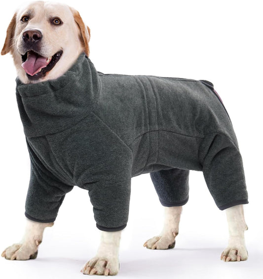 ROZKITCH Dog Jumpsuit for Large Dogs, Pet Windproof Warm Cold Weather Jacket Vest Cozy Jumpsuit Apparel Outfit Clothes for Small Medium Large Dog Walking Hiking Sleep Grey L