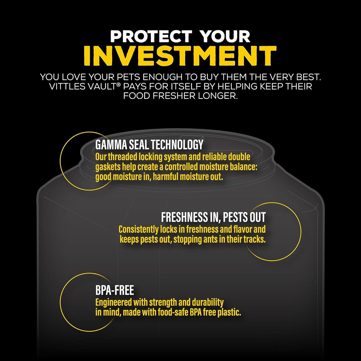 Gamma2 Vittles Vault Stackable Dog Food Storage Container with Sealing Lid, Up to 40 lbs Dry Pet Food Storage Container, USA-Made - [20.5"L x 12"W x 16.75"H]