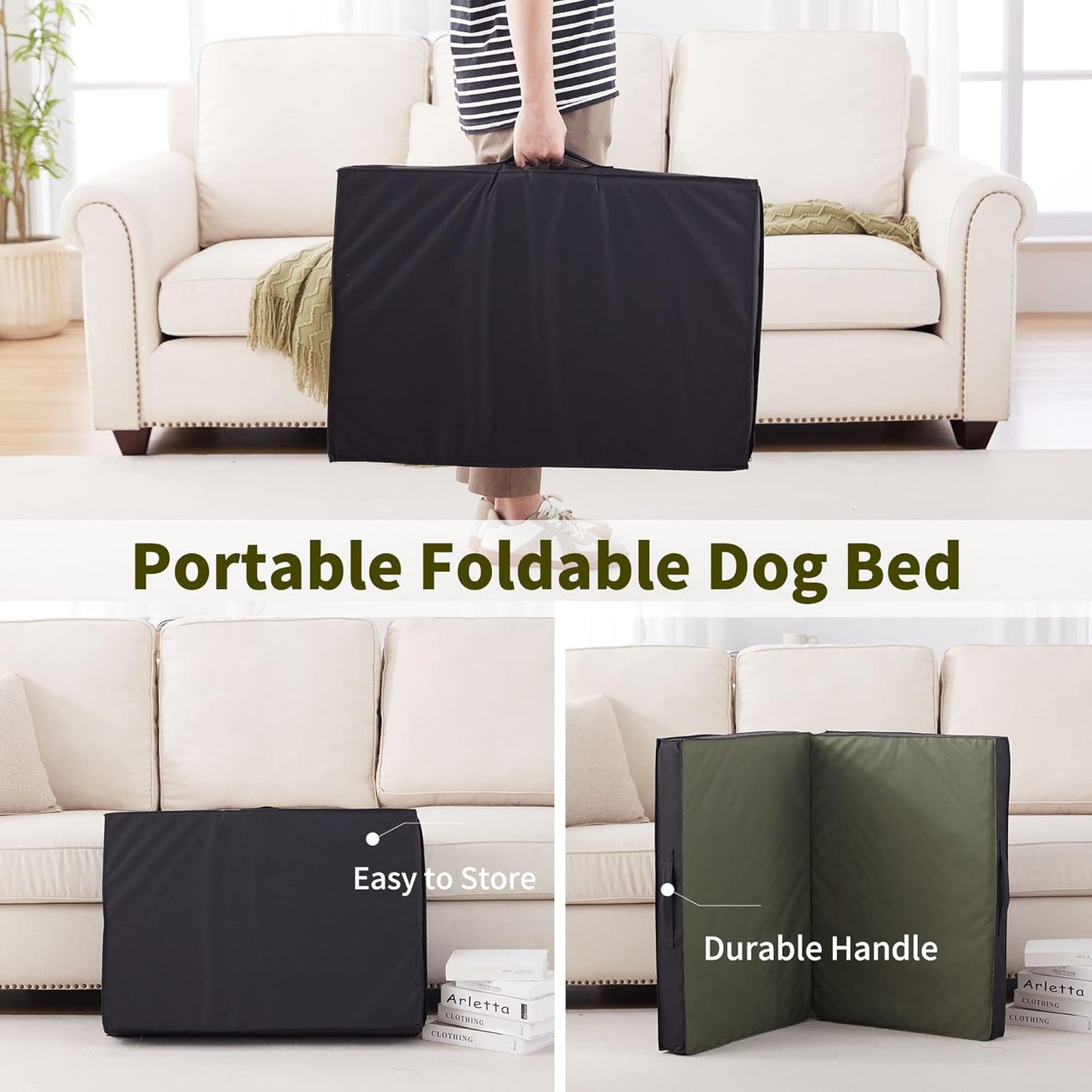 Outdoor Dog Bed - Waterproof, Portable, Foldable, Cooling, Orthopedic for Large Dogs - 35" All Weather