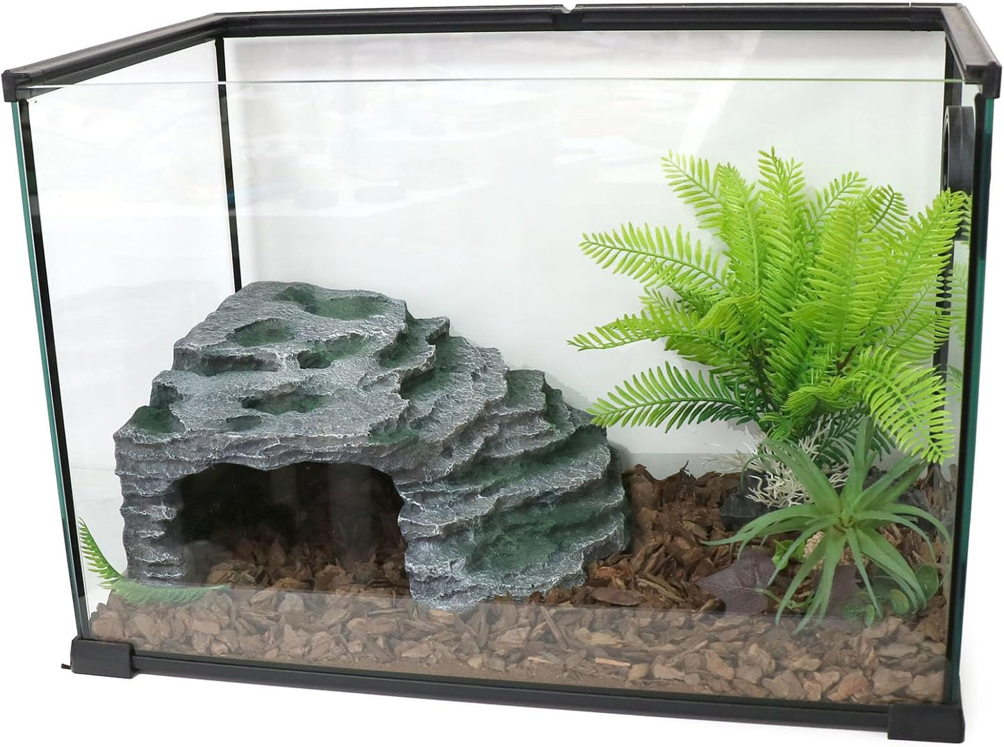 Large Reptile Hide Shale Scape Step Ledge, Reptile Cave Hideout, Bearded Dragons Accessories, Basking Rocks for Bearded Dragons (Large-B-11.8 * 9.8 * 5.3)