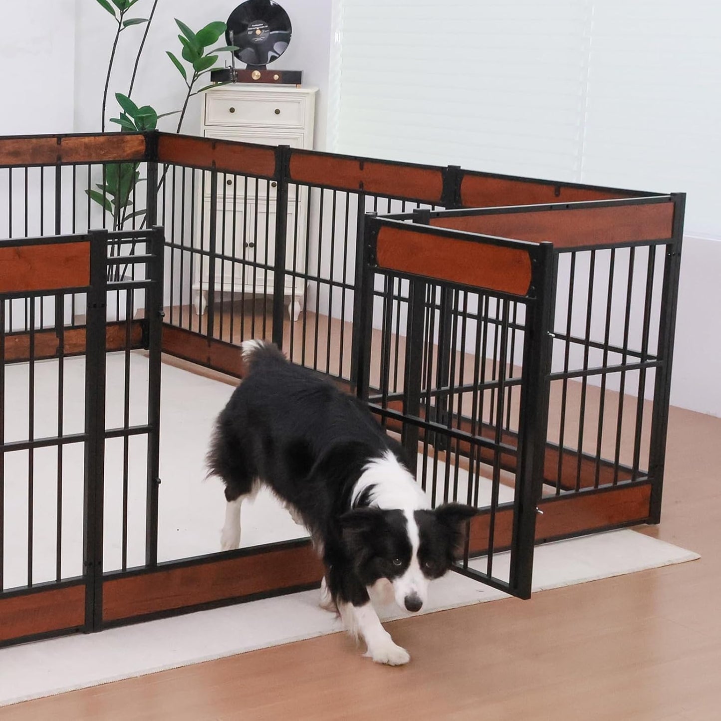 Dog Playpen, 35.4" Height Dog Pen Indoor, Heavy Duty, Safe and Sturdy, Furniture Style Puppy Pen (12 Panels (35.4" High), Mahogany)