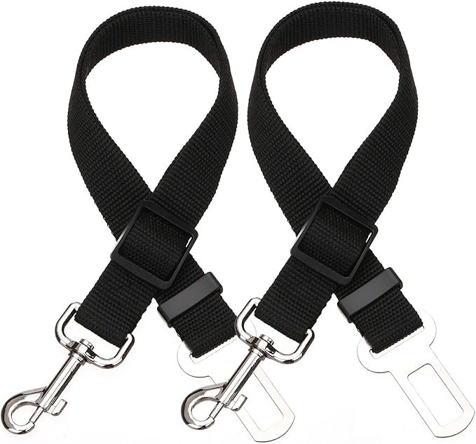 Elisel Elisel 2 Packs Adjustable Length Pet Dog Cat car seat Belt Pet seat Belt Pet Accessories for Dogs Cats and Pets (Black)