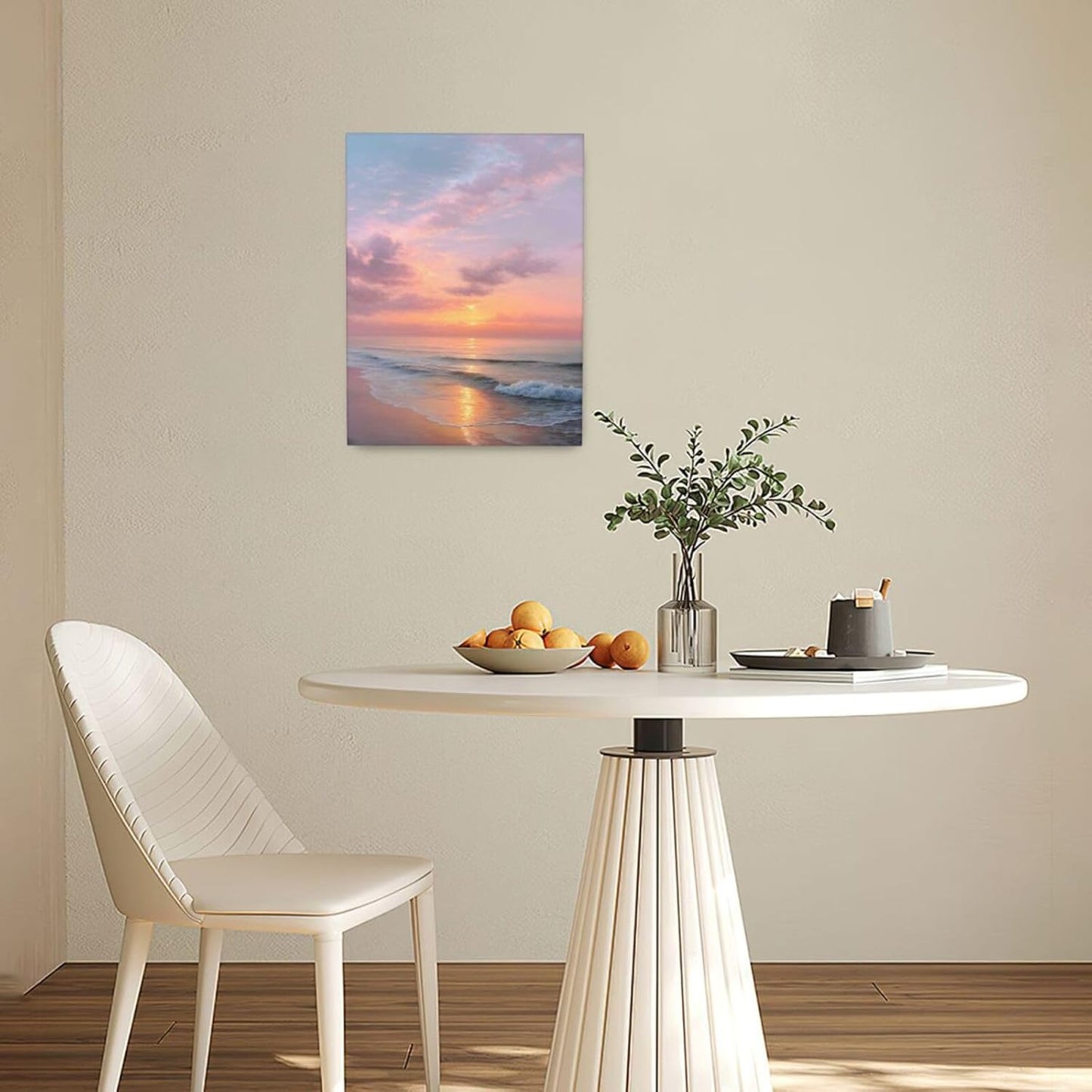 Beach Sunset Wall Art Ocean Coastal Scenery Wall Decor Seascape Picture Canvas Landscape Painting Print Framed Artwork Decorations for Living Room Office Bedroom Kitchen 12"x16"