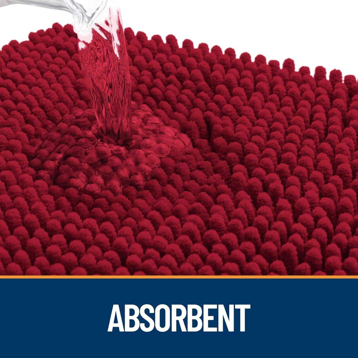 OLANLY Door Mat for Muddy Dog Paws 30x20, Ultra Absorbent Chenille Mud Doormat with Paw Print Design, Non-Slip Washable Doormat for Indoor Entryway, Quick-Dry Pet Bed Mats for Dirty Dogs, Red