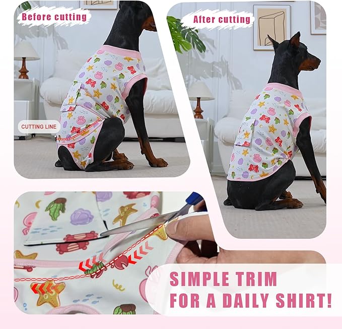 Recovery Suit for Dogs After Surgery, Professional Dog Surgical Suit for Female Spay, Male Neuter, E-Collar & Cone Alternative Dog Onesie for Abdominal Wounds Skin Disease, Fruit, L