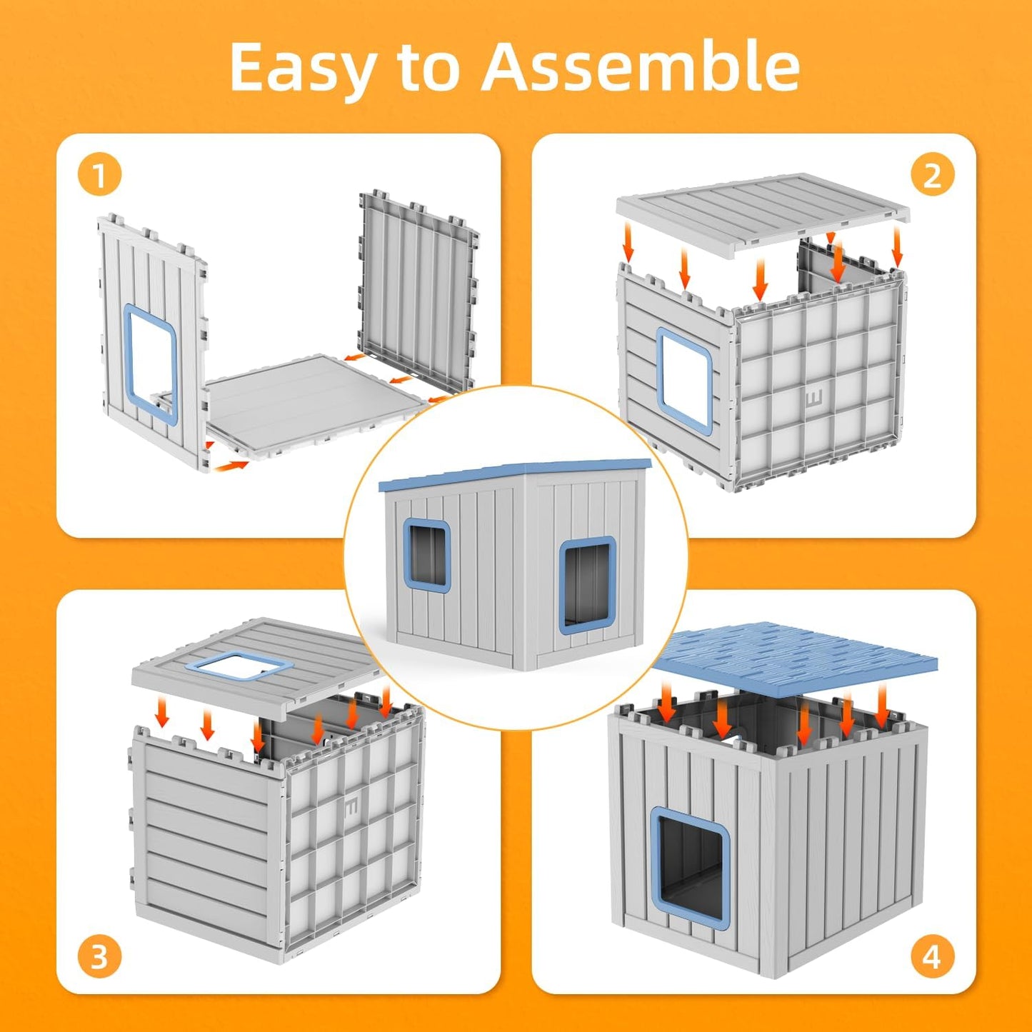 Dog House Small Dog Houses Outdoor with Sloped Roof Waterproof Ventilated Design Easy to Clean Elevated Floor Easy Assembly for Middle Sized Dogs